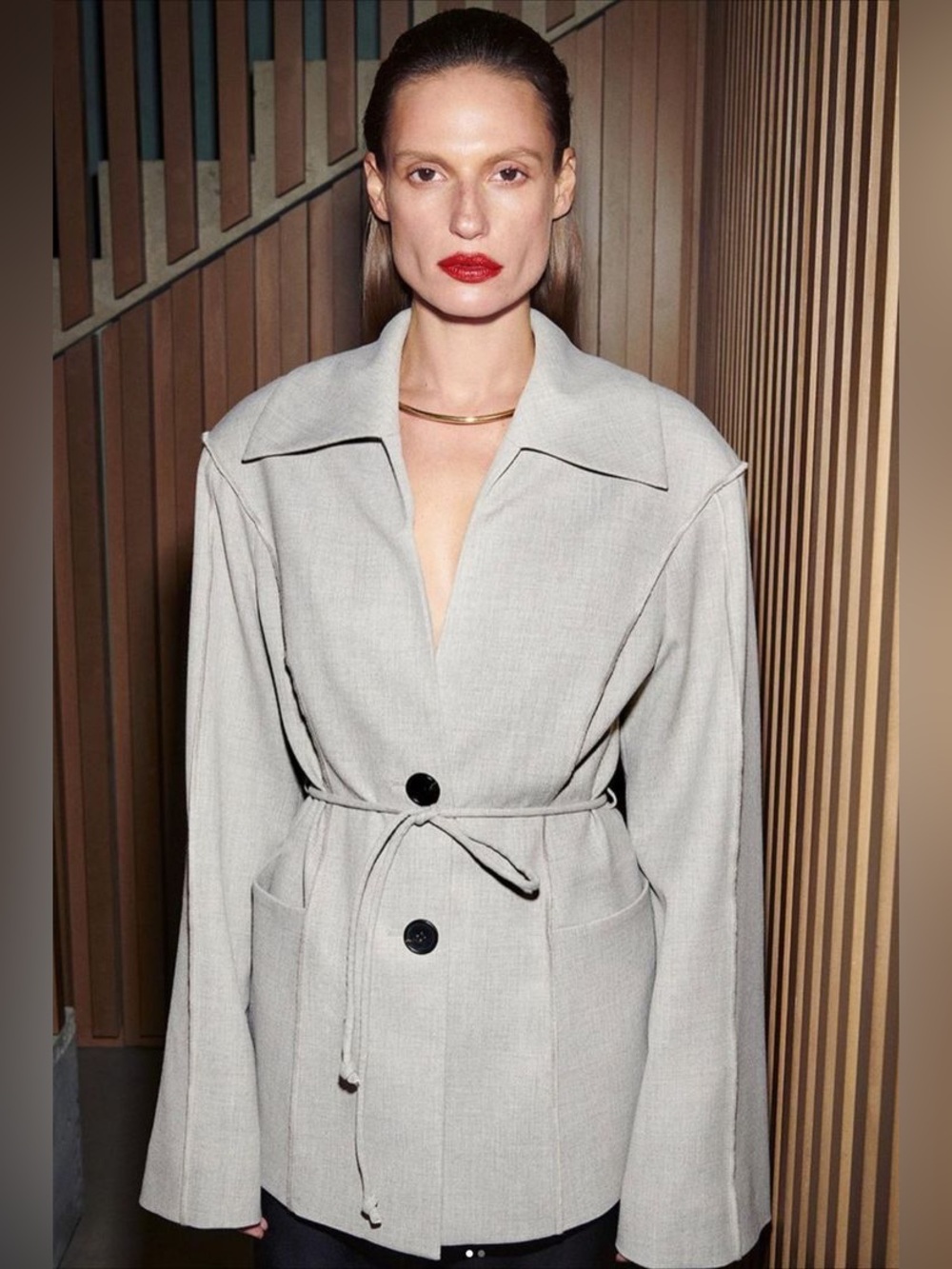 By Malene Birger Light Gray Belted Trench Jacket